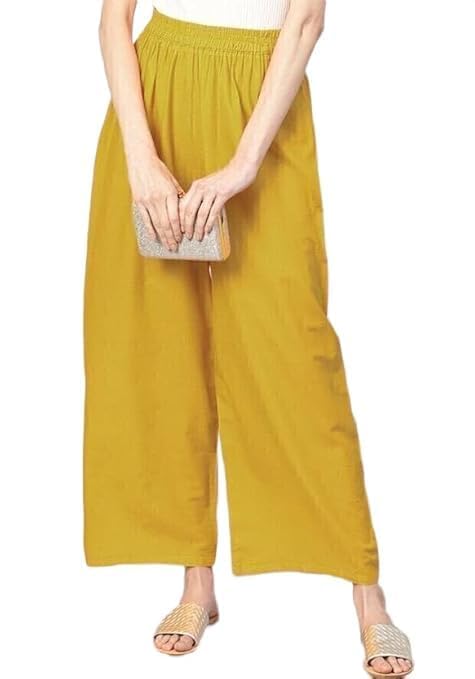 Image of Women's Solid Viscose Rayon Palazzo Pants | Wide Leg Loose Fit Trousers | Office, Casual Ethnic Bottom Wear | Combo Pack of 2