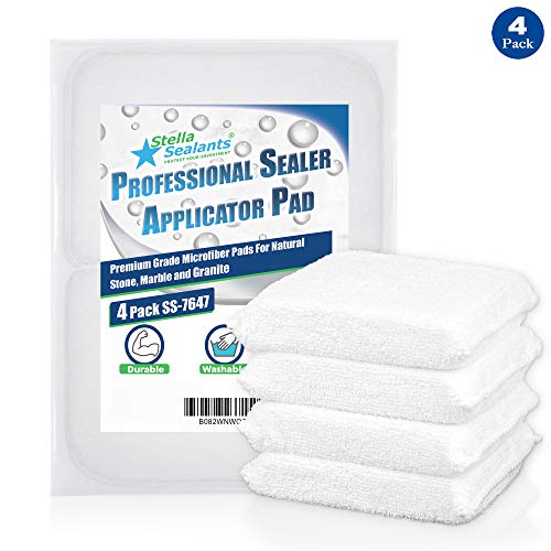 Stella Professional Sealer Applicator (4 Pack) - Sturdy Microfiber Pad for Sealing Marble Granite Stone and Grout