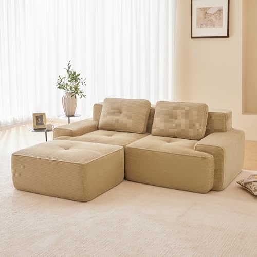 Image of Corduroy Modular Sectional Sofa, Oversized Cloud Couches for Living Room