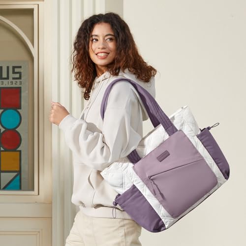 Image of LOVEVOOK Tote Bag for Women, puffer tote bag for Work Travel Nurse, Lightweight quilted Bags with Compartments