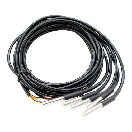 Image of Diymore DS18B20 Temperature Sensors,10 PCS 1M Waterproof Digital Probes with Stainless Steel Cable for Arduino, Raspberry Pi & Shelly Projects