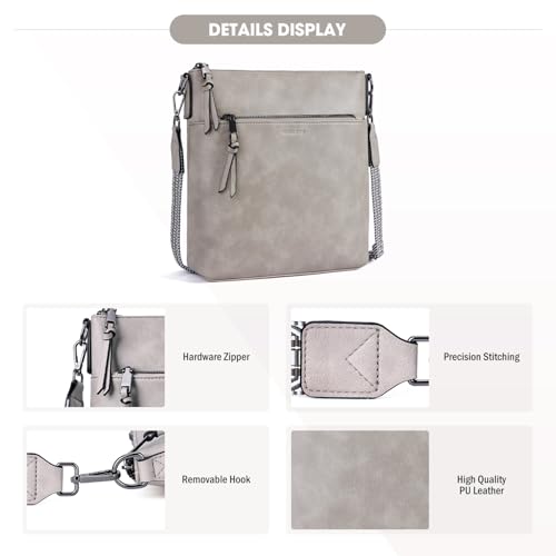 Roulens Mittel Damen Umhängetaschen, Leicht Damen Schultertasche aus Veganes Leder, Crossbody Bags für Frauen mit Verstellbar Abnehmbar Breiter Gurt