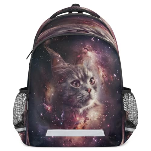 Sac à dos imprimé chat galaxie coloré et robuste avec volume de 20 litres