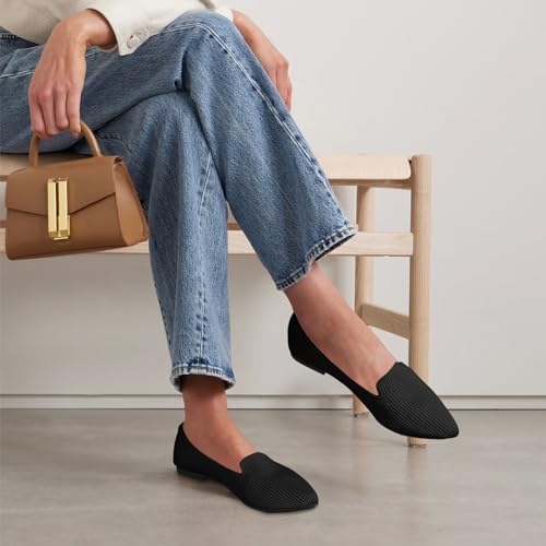 Women's Flats Shoes Pointed Toe Knit Washable Ballet Comfortable Dressy Work Flat4