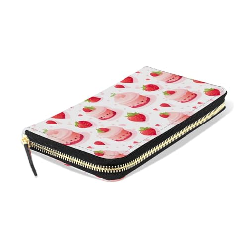 Cute Strawberry Cake Women's Large Capacity Wallets Holder Wallet Credit Card Clutch Coin Pocket Pu Leather Zipper Closure Deal Gift for Women 212207653
