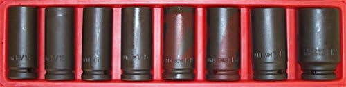 8 PC 3/4" Drive Deep Impact Socket Set, SAE 15/16"–1-1/2" + Square, Professional Mechanic Tools
