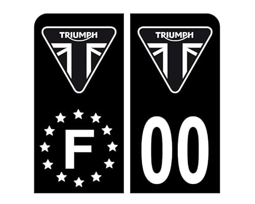 HADEXIA Pack Moto Autocollant Stickers Plaque d'immatriculation Premium Triumph Noir - Numéro Personnalisé Cover