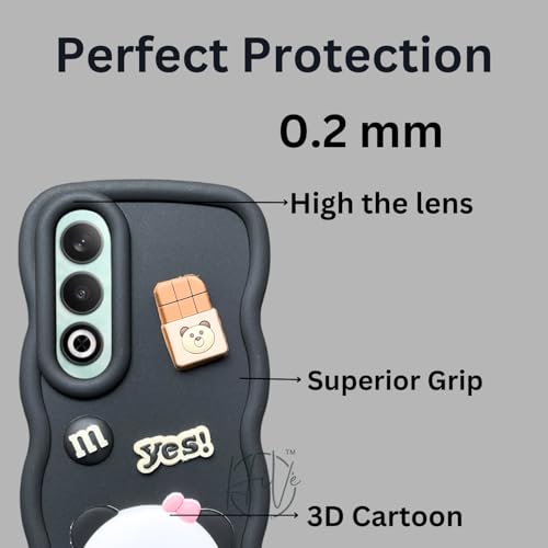 Image of Fancy Back Cover for Oneplus Nord CE4 5G Cute Panda 3D Cartoon Silicone Phone Case (Black)