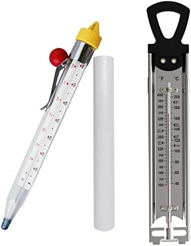 2 Pack Candy Thermometer with Pot Clip, Sugar Syrup Jam Jelly Oil Deep Fry Thermometer with Hanging Hook, Stainless Steel Thermometer Kitchen Cooking Thermometer for Food