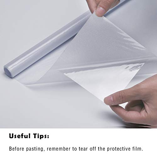 WPCTEV Window Privacy Film Frosted Glass Static Cling UV Sun Blocking Heat Control Window Tint Day and Night Insulation Home Bathroom Door Decorative Frosting Cover, 35.4 Inch x 16 Feet, Pure