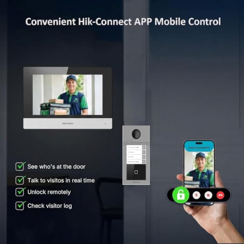 Image of HIKVISION Smart Video Door Phone Kit with 3 x DS-KH6320-WTE1 7 Inch Touch Screen Indoor Monitors & 1 x DS-KV8413-WME1(B) 2MP HD Villa Door Station, Wi-Fi, PoE, Two-Way Audio & Access Control