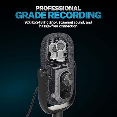 JLab JBuds Talk USB Gaming Streaming Microphone, White, USB-C Output, Cardioid, Omni, Stereo, Bi-Directional, 96k Sample Rate, Volume Control, Gain Control, and Quick Mute, 3.5mm AUX, Plug and Play