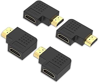 VCE Adapter HDMI pod kątem prostym 90 stopni i 270 stopni płaski, męskie na żeńskie złącze HDMI 2.0 do 4K i 3D, montowany na ścianie telewizor, laptop, Roku, 4 szt. (2 pary)
