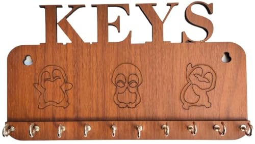 My Dream Carts 3 Birds Key Holder for Wall Wooden Key Organizer Modern Key Hanger for Home Unique Key Stand for Wall Handracrafted Key Rack Key Chain Hangers for Office, House Decoration 10 Hooks
