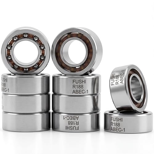 R188 Open Deep Groove Ball Bearing, 1/4mmx1/2mmx3/16mm Fidget Spinner Bearing with Nylon Caged (10 PCS)