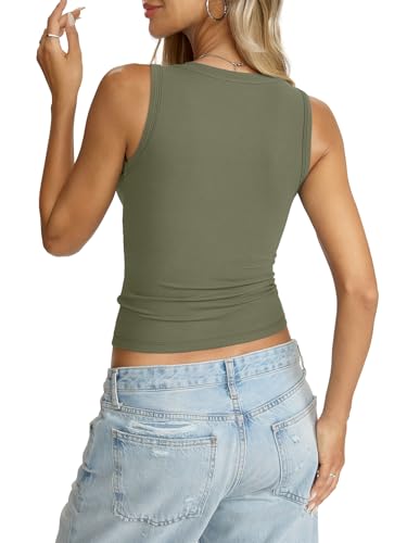 Image of Eachyes Womens V Neck Tank Tops Sleeveless Slim Fit Shirts Summer Going Out Fashion Outfit Clothes 2026