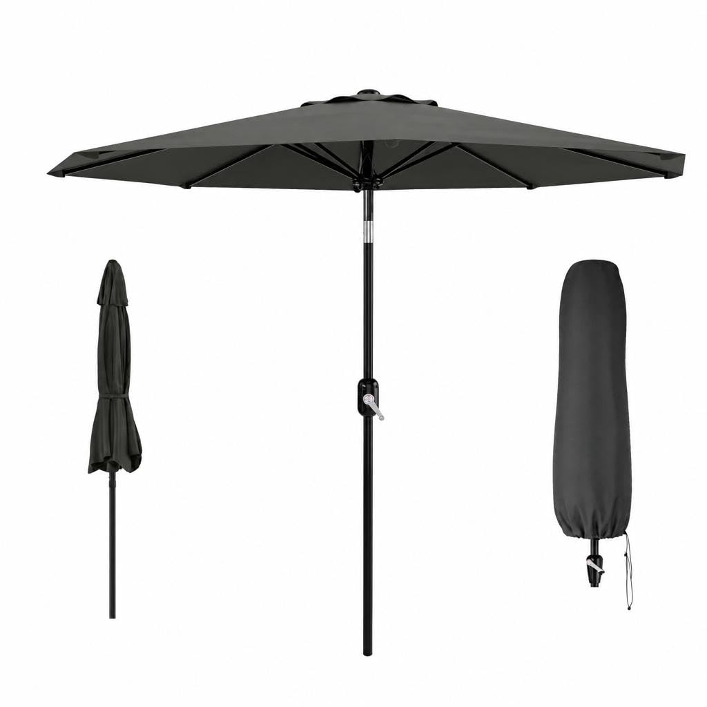 Aptliton 2.7m Garden Parasol Umbrella with Cover, 9ft Patio Umbrella