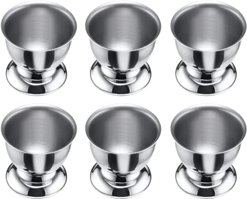Portauova in acciaio inox, portauova, portauova alla coque, impilabili, per ristoranti, case, cucine, argento (6 pezzi)