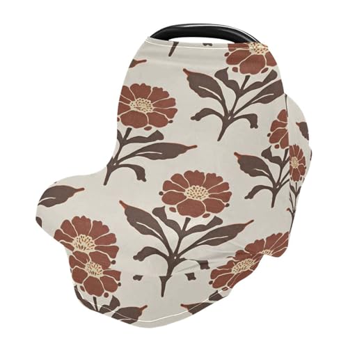 Nesatuwa Baby Car Seat Cover Vintage Flower Breastfeeding Covers Stretchy Breathable Multi-Use Cover Carseat Canopy for Girls and Boys