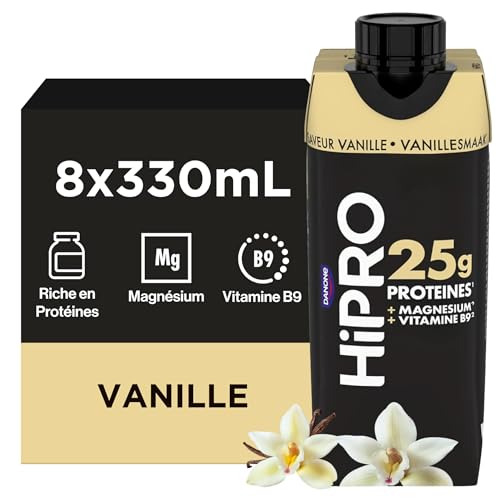 Hipro Boisson Protéinée Goût Vanille, 8 x 330ml
