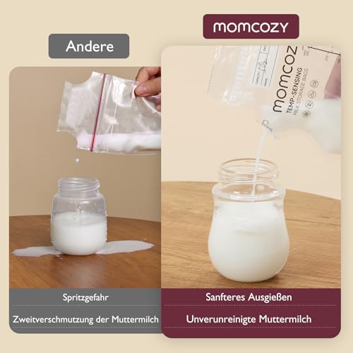 Momcozy Milchpumpen-Zubehör Easy Pour muttermilchbeutel 120 Stück – Ansicht 5