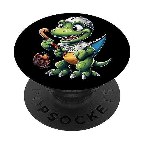 Jugador de hockey Dinosaurio Palo de hockey T-Rex Dino Kawaii PopSockets PopGrip Intercambiable Jugador de hockey Dinosaurio Palo de hockey T-Rex Dino Kawaii PopSockets PopGrip Intercambiable