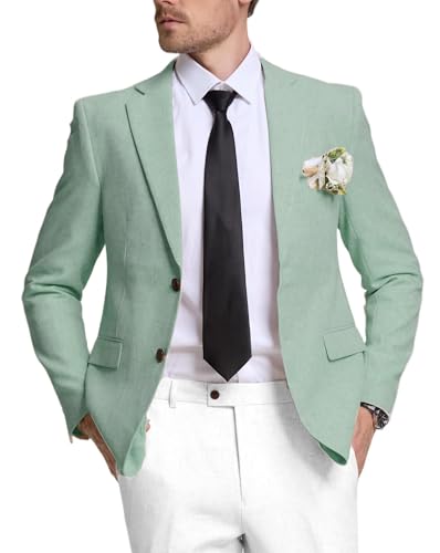 Men's Suits Linen Blazer Casual Jacket Sports Coats Regular Fit Two Buttons Summer Business Suit Jackets Wedding Prom