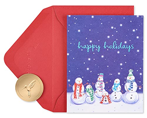 Papyrus Holiday Cards Boxed with Envelopes, Happy and Peaceful Season, Glitter-Free Snowmen (20-Count)
