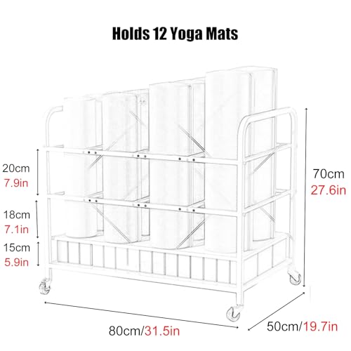 Support de tapis de yoga commercial à roulettes et espacement réglable - 2