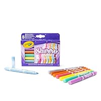 CRAYOLA Shimmer Markers (Pack of 8) | Eight Different Shimmering Tones Perfect for Home or School Art Projects | Colouring Pens & Markers | Ages 3+