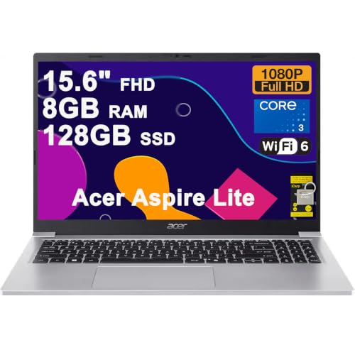 Image of Acer Aspire Lite Business Laptop 15.6" FHD ComfyView Intel 8-core Core 3 N350 8GB RAM 128GB SSD Type-c Long-Lasting Battery Win11 ICP Hub