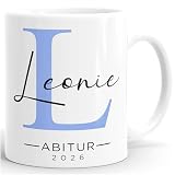 SpecialMe® Kaffee-Tasse Abitur 2026 Geschenk Abschluss personalisiert mit Name Monogramm Kaffeebecher Keramik Weiss standard