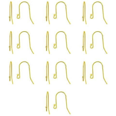 Sea of Ice 925 Gold flashed Sterling Silver Ear Wires Ball End French Earring Hooks for Drop Dangle Earrings Jewelry Making, DIY Jewelry Findings Parts 20 Pcs/ 10 Pairs Cover