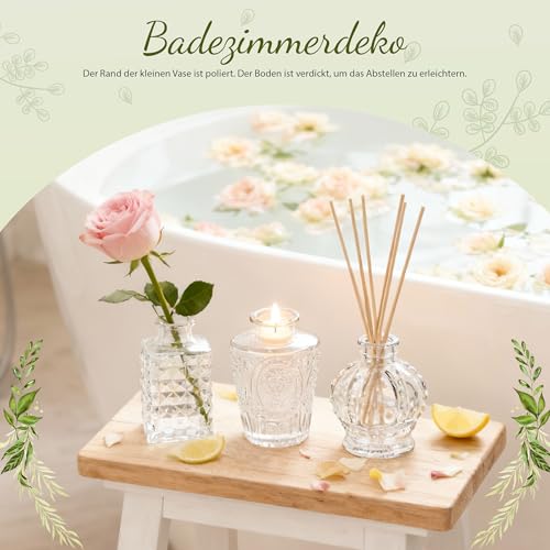 BTSD-home BTSD-home 6 Stück Vasen Set für Blumen, Kleine Vasen für Tischdeko mit elegantem Design, robuste Mini Vasen für Hochzeitsdeko, Tischdeko und Party Deko - Detailansicht 2 | Tischdekoration