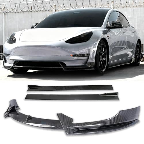 Front Lip + Side Skirts Kit for Tesla Model 3, ...