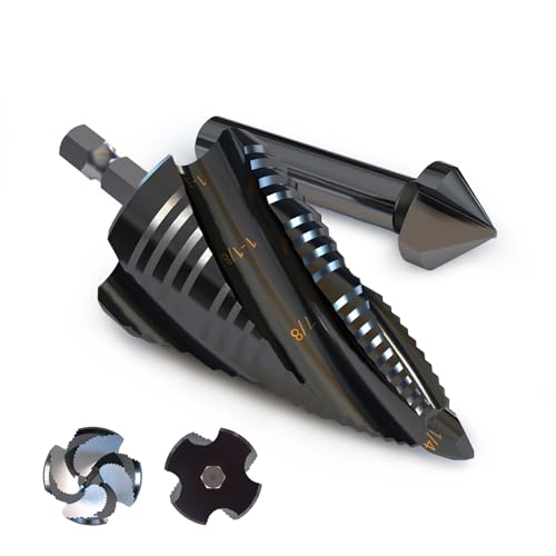 METOTY (1/4" to 1-3/8") Step Drill Bits Set Cobalt & High-Speed Steel Kit for Metal, Stainless Steel, Aluminum, Wood, Plastic - Impact Ready with 1/4" Hex Shank