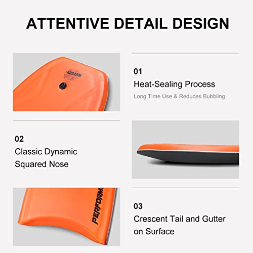 Aquarm Bodyboard 42.5 Inch Body Boards For Adults With Pe Core, Ixpe Deck, 2 Frp Stringers, Hdpe Slick Bottom, Coming With Coiled Wrist Leash And Bodyboard Bag, Perfect Surfing For All Levels Surfers #TOP3