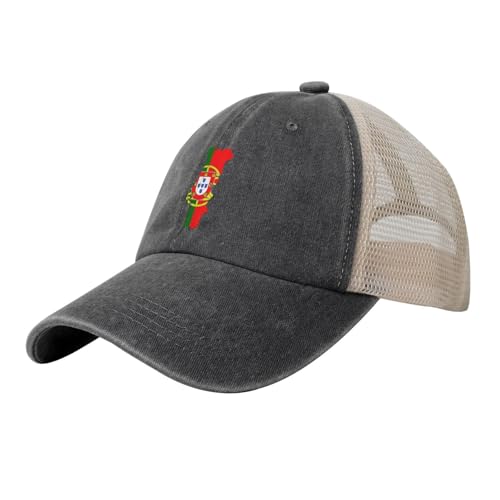 LODMLOER Karte Von Portugal Baseballkappe für Männer und Frauen, Portugiesische Flagge Vintage Baseballcap Verstellbare Kappe Sonnenmütze für Golf, Training, Radfahren und Outdoor-Aktivitäten