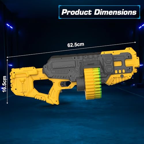 Image of Aditi Toys Street Viper Big Blaster Motorized Dart Gun Toy Includes 50 Soft Foam Bullet Darts, 60-Foot Firing Range, Rechargeable Electric Battery Design for Boys Girls, Above 5+ Age(Yellow-Grey)