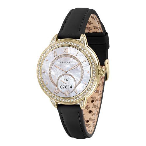 RADLEY Series 33 Amoled HD Smart Watch for Women with 100+ Sports Modes, Heart Rate, Step Counter, IP68, Fitness Tracker, Sleep Monitor and Black Leather Strap for IOS Android