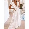 Bdcoco-Womens-V-Neck-Floral-Lace-Wedding-Dress-Short-Sleeve-Bridesmaid-Evening-Party-Maxi-Dress Bdcoco Womens Plunge V Neck Lace Maxi Dress Short Sleeve Cocktail Party Wedding Dresses White
