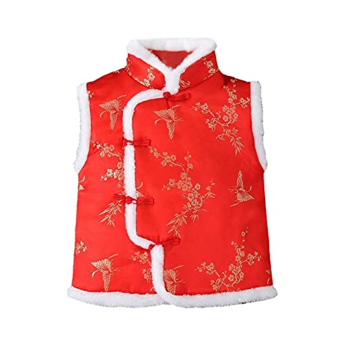 Toddler Baby Kids Fleece Vest Coat Boy Girl Chinese Calendar New Year Sleeveless Traditional Tang Lightweight Vest