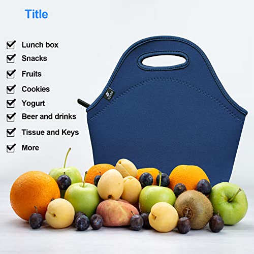 Lovac Neoprene Lunch Bag, Thick Insulated Lunch Bag - Durable & Waterproof Lunch Tote With Zipper For Outdoor Travel Work (Blue) #TOP3