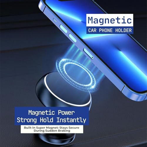 Image of Regor Magnetic Mobile Holder for Dashboard| Round Car Mount Stand with Strong Magnetic | 360 Adjustable Magnetic Cell Phone Holder | Compatible with All Smartphones iPhone Android - Black