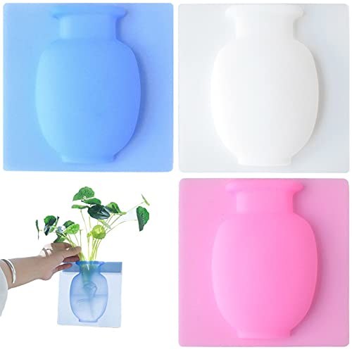 Jarrones De Silicona Pegajoso 3 Piezas Flor Mágica Pared Pot Jarrón Autoadhesivo Reutilizable Maceta Extraíble De Colgar En Pared para La Pared De La Oficina De La Sala De Estar del Hogar Cover
