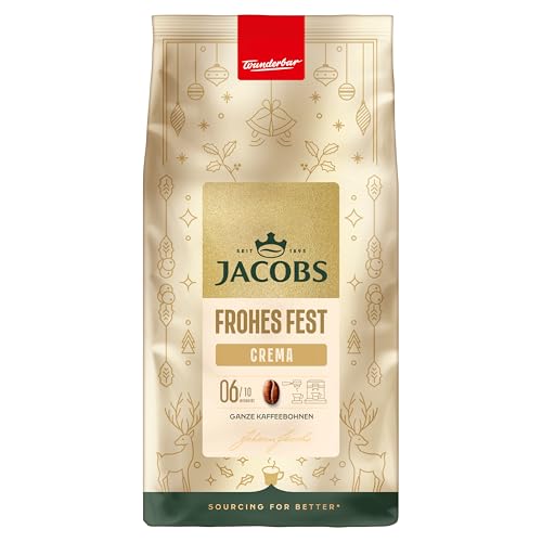 Jacobs Kaffeebohnen Crema Weinachtsedition, winterlich-würziges Aroma, Intensität 6/10, Kaffee ganze Bohnen, 450g