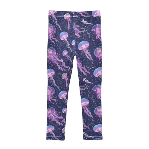 Wusikd Jellyfish Glowing Girls' Leggings Toddler Doodles Kids Yoga Pants Dance Active Tights 4T2