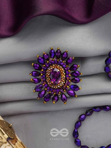 Image of SANJOYA by EVERSTYLISH Embroidered Ring for Women | Shell & Beaded Adjustable Statement Ring | Ethnic Jewelry for Weddings & Festive Occasions
