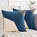 Lot de 2 Housse de Coussin Beige -Bleu Marine-Gris Patchwork Velours Taies d'oreiller 45 x 45 cm D'extérieur Moderne Carré Housse de Coussin Décorative pour Canapé-lit Chambre à Coucher Salon