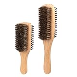 LIFKOME Cepillo para Barba y Cabello de Cerdas de Jabalí Doble Cara, Set 2 Piezas (grande y Pequeño), para Peinar y Limpiar Cabello Fino y Corto, Adecuado para Hombres y Cuidado Personal